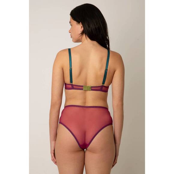 NEW DORA LARSEN eilish clean tulle bralette in cranberry/teal/dusky green - Picture 3 of 3